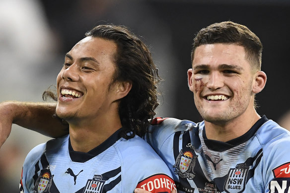 Jarome Luai and Nathan Cleary have been denied attending next Wednesday’s game to celebrate with their Blues’ buddies.