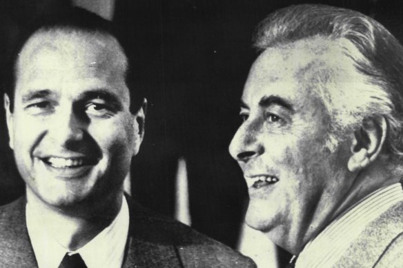 Jacques Chirac, then France's prime minister, with Australian counterpart Gough Whitlam in January 1975.