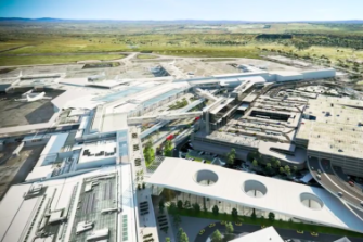An overview of the new-look airport with its streamlined drop-off ramp.
