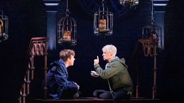 Sean Rees-Wemyss as Albus Potter and William McKenna as Scorpius Malfoy in Harry Potter and the Cursed Child.