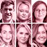 Departing Labor staffers. Clockwise from top left: Lachlan McKenzie, Brigid Delaney, Katharine Murphy, Katie Connolly, Stela Todorovic, Lanai Scarr