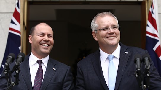 Prime Minister Scott Morrison and Treasurer Josh Frydenberg on Tuesday morning.