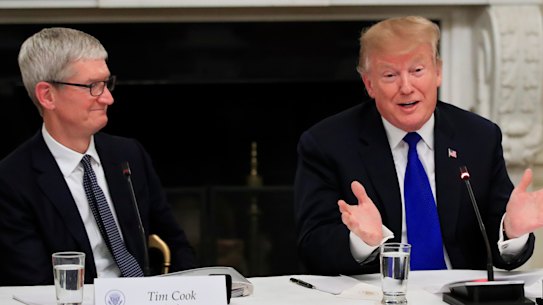 Tim "Apple" and Donald Trump during their White House meeting on Wednesday.