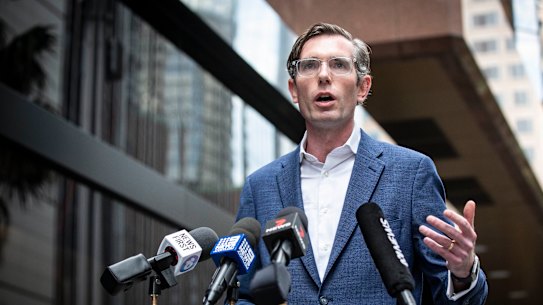 Dominic Perrottet announcing his intention to run as leader on Sunday.