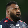 Rebels prop Taniela Tupou during his side’s heavy defeat to the Brumbies in round one.