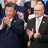 Prime Minister Anthony Albanese (front, second from right) at the final G20 photocall. 