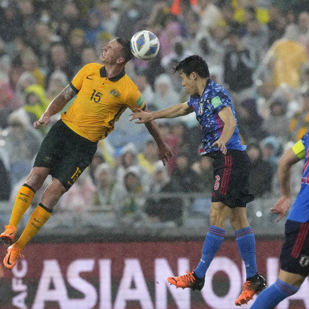 What might have been: the Socceroos in action against Japan at Stadium Australia.
