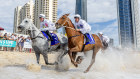 The Magic Millions barrier draw on The Gold Coast featured 22 horses racing on the beach on Tuesday. But things didn’t go quite to plan after two of the horses later got loose.