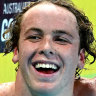 Samuel Short after winning the men’s 1500m final at the Australian Swimming Championships.