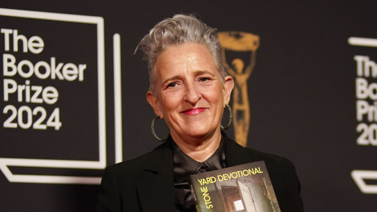 Charlotte Wood arrives at the Booker ceremony.