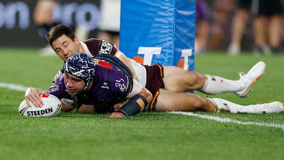 Jahrome Hughes scored a try in Melbourne’s grand final defeat.