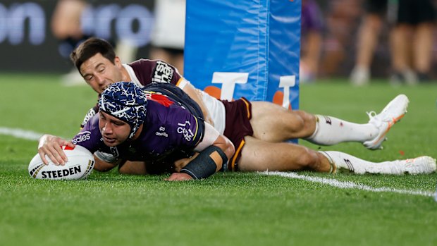 Jahrome Hughes anotó un try en la gran derrota final de Melbourne.