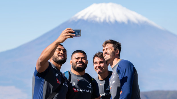 Picture perfect: The Wallabies out and about in Odawara, Japan, ahead of their three-Test tour of Europe.
