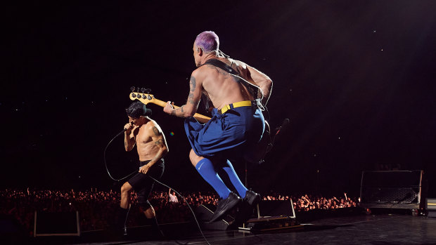 Buzzing: Chili Peppers Anthony Kiedis and Flea in Brisbane on January 29.