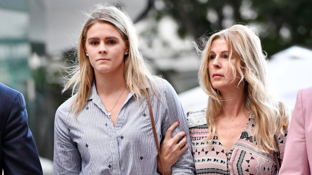 Swimmer Shayna Jack (left) and her mother Pauline leave the briefing with ASADA  in late July.