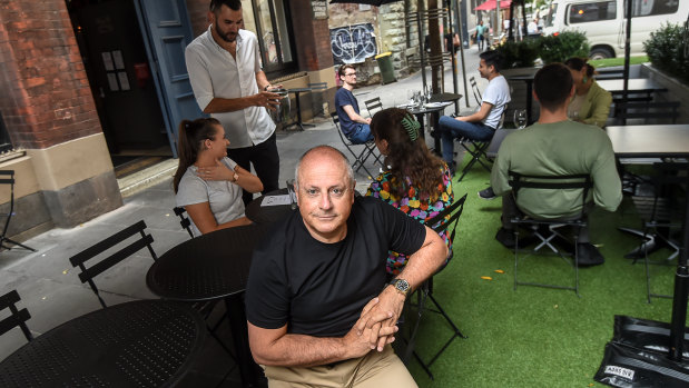 Restaurant tsar Chris Lucas at his Chin Chin parklet.