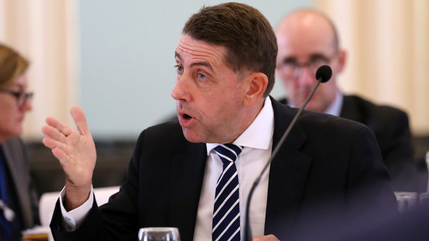 Queensland State Development Minister Cameron Dick speaks during estimate hearings at Queensland Parliament in Brisbane on Wednesday.