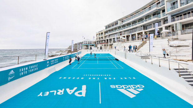Icebergs pool was transformed into a tennis court.
