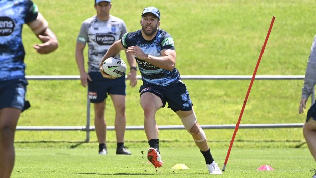James Tedesco is put through his paces at NSW training.