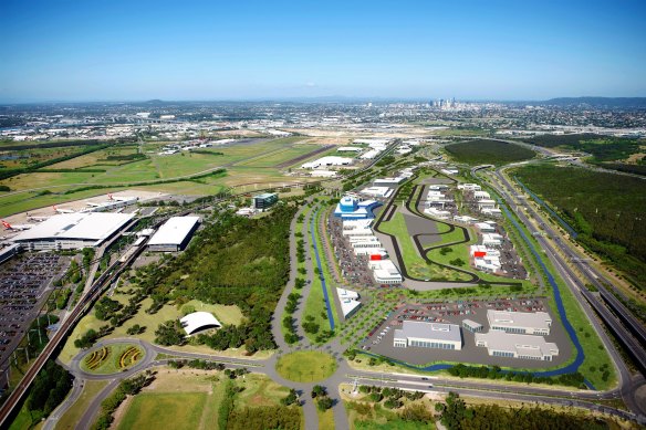 The scrapped Auto Mall at Brisbane Airport would have included a test track designed by mutliple Bathurst winner Mark Skaife.