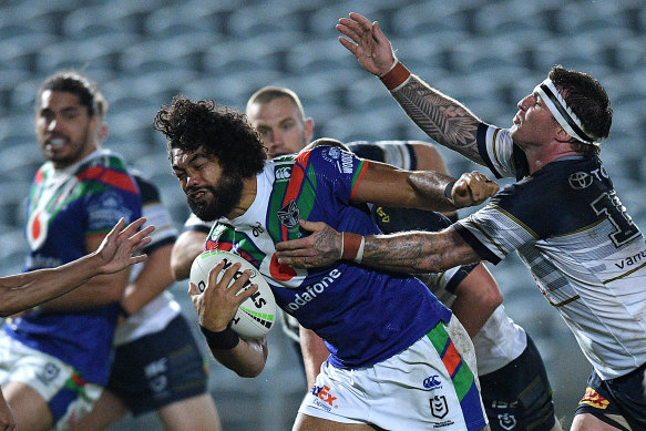 Adam Blair battles his way up the field in Gosford.