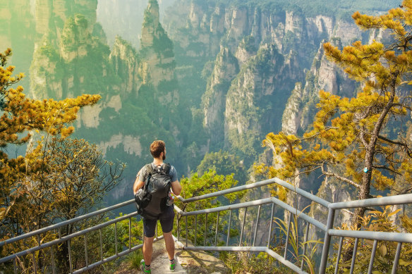 Zhangjiajie National Park... famed for its pine-clad outcrops.
