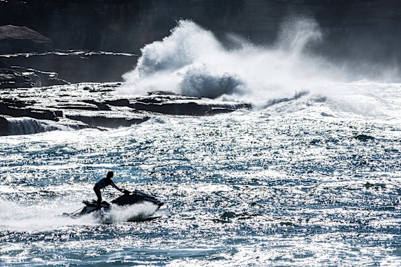 The search resumed on Saturday for the missing man washed off rocks near Little Bay on Friday.