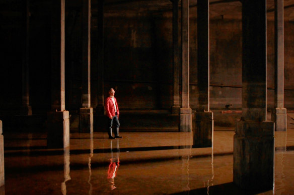 Art Gallery of NSW director Dr Michael Brand inside the WWll oil tank which will be transformed into a contemporary art and performance space as part of the Sydney Modern project that will double the size of the gallery. 