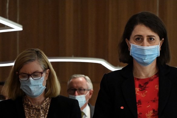 NSW Premier Gladys Berejiklian, together with Chief Health Officer Kerry Chant and Health Minister Brad Hazzard, warns the pressure on the hospital system will be most acute in October.