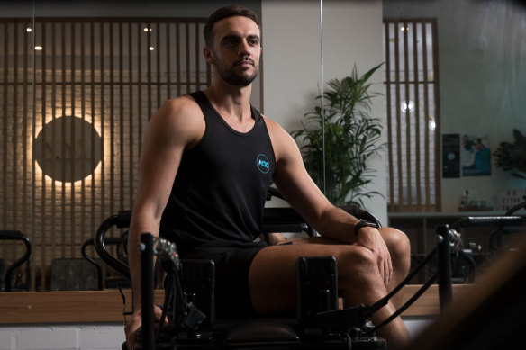 Zane Clarke, at KX Pilates, where the equipment is wiped after use to help stop the spread of the coronavirus. 