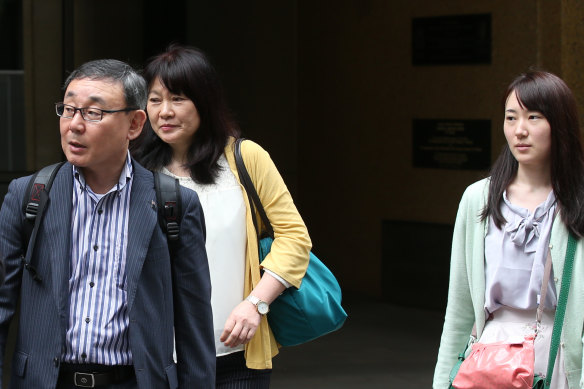 Family members of Yosuke Kanno leave the Coroners Court on Tuesday.