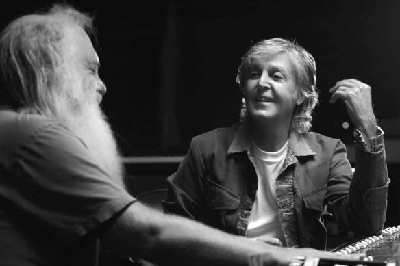 “It was good, you know,” says McCartney with a sweet smile, as he and Rick Rubin listen to George Harrison’s acoustic guitar intro to And I Love Her.