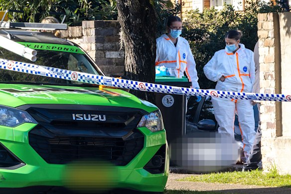 NSW Police forensic officers are examining the man's body.