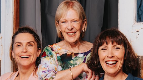 Deborah Lawrie with performers Genevieve Hegney and Catherine Moore.