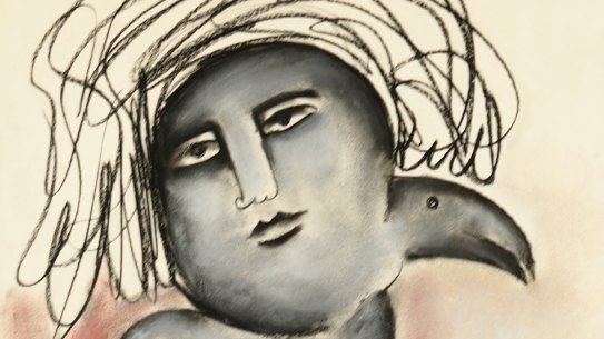 Mirka Mora, We Hold My Heart (c.1976), pastel and charcoal on paper, 76cm x 56cm, $15,000; © The Estate of Mirka Mora / Courtesy William Mora galleries.