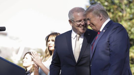 Prime Minister Scott Morison with US President Donald Trump in Washington. 
