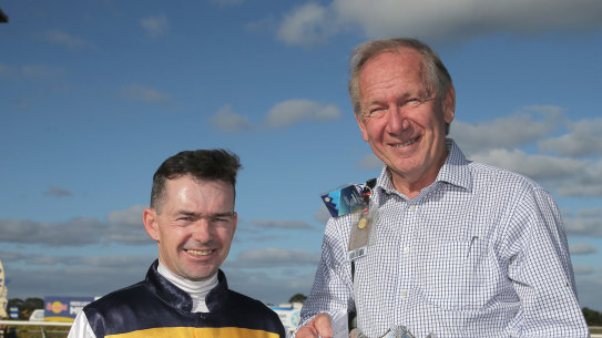 Syndicator Terry Henderson, pictured (right) with jockey Dean Yendall, says horses like Involved should never be allowed to come to Australia.