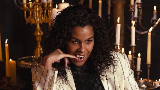 Zahra Newman (with prosthetic dentistry) is starring in Sydney Theatre Company’s Dracula.