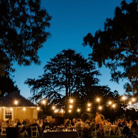 The outdoor dining space at Lakeside Restaurant, Rutherglen.
