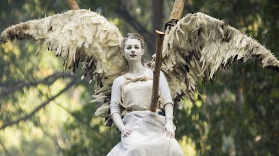 Artist Allana Beltran protesting against the logging of an old-growth forest in southern Tasmania in 2007. “I was ready to sacrifice myself to this cause,” she said. 