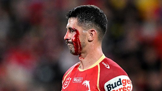 Dolphin Jeremy Marshall-King during the match against Penrith earlier this month.