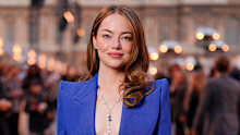 Emma Stone at the Louis Vuitton Womenswear Spring/Summer 2027 show as part of Paris Fashion Week on October 6, 2026 in Paris, France.