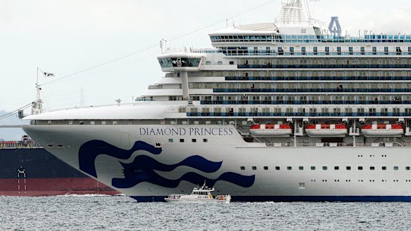 Diamond Princess is anchored off Yokohama Port in Japan.