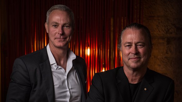 Chef Neil Perry (right) and Rockpool Dining Group chief executive Thomas Pash at Sake restaurant in April.