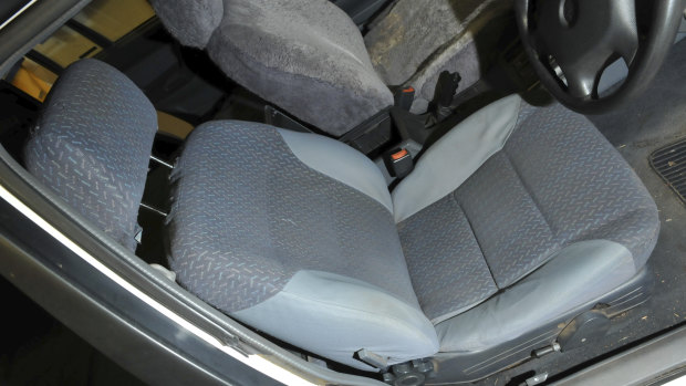 The seating from Mr Edwards' work-assigned 1996 Holden Commodore VS1 station wagon. 