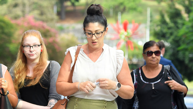 Miranda Parkinson, partner of murder victim Cory Breton, leaves the Brisbane Supreme Court on Friday.