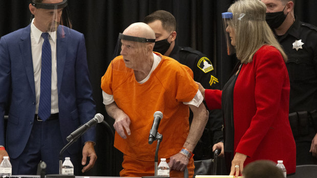 Joseph James DeAngelo, centre, during his trial before pleading guilty to being the Golden State killer.