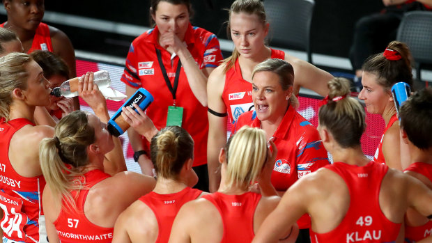 Swifts coach Briony Akle holds court with her players in a season of turmoil like no other.