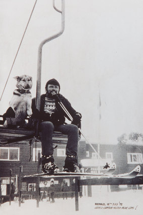 Hans Grimus, pictured with his dog Kaptan, operated ski lifts in the 1960s and 70s.
