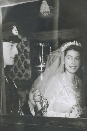 Queen Elizabeth and Prince Philip after the ceremony.